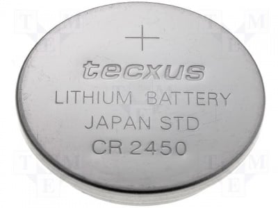 Батерия CR2450 TECXUS BAT-CR2450/TX Батерия: литиева; 3V; CR2450,бутонна; O24x5mm; 600mAh